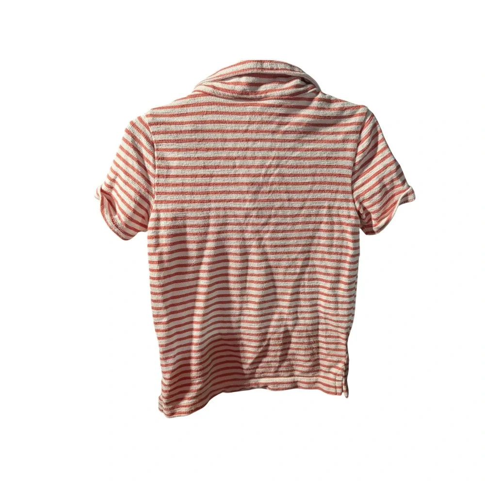 Old Navy Toddler Boys Orange White Striped Terry Cloth Polo Shirt Size 3T